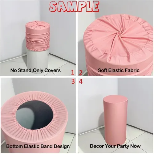 Vista 6 de Boss Party - Fundas cilíndricas para mesa de pedestal, diseño de cheurón, para cumpleaños, baby shower, pasteles, postres, decoración de mantel