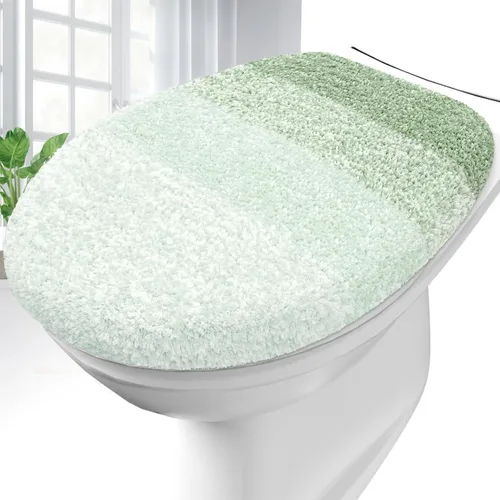 Vista 23 de OLANLY Funda de asiento de inodoro de microfibra suave para baño, cubiertas de asiento lavables a máquina, 17.5x15 pulgadas, con respaldo de goma