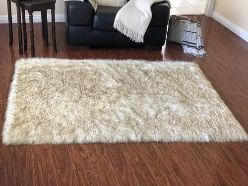 Vista 12 de LAMBZY Alfombra rectangular de piel de oveja sintética, súper suave, hipoalergénica, de felpa, lujosa alfombra de felpa sedosa para dormitorios