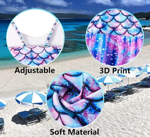 Vista 3 de Yuegoo Traje de baño para niñas, de una pieza, estampado 3D, con volantes, para playa, 2-9T