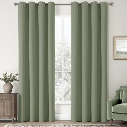 Vista 23 de ChrisDowa Cortinas 100% Opacas de Abedul Sólido de 45 Pulgadas de Largo, 2 Paneles para Dormitorio y Sala de Estar, Estilo Granja Oscurecedoras
