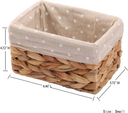 Vista 2 de KINGWILLOW Cesta de almacenamiento rectangular de mimbre y contenedores de contenedor, caja organizadora, arte y manualidades (pequeño)