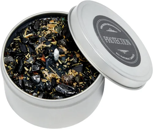Vista 6 de Velas de protección de New Moon Beginnings - Vela de puesta a tierra e intención - Vela negra - Vela de soja - Cristales de protección