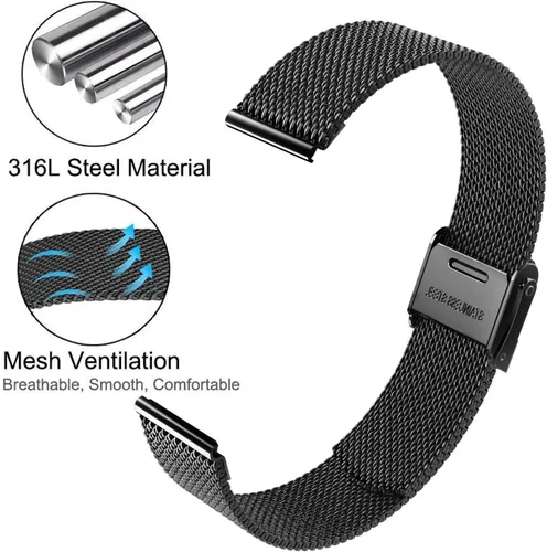 Vista 4 de ViCRiOR Compatible con Garmin Venu, Venu SQ, Venu 2 Plus, Vivoactive 5/3 Bandas - Correa de reloj de acero inoxidable sólido y correa de malla