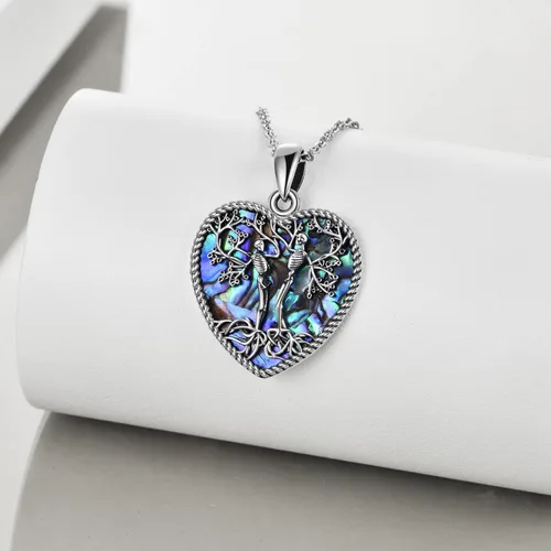 Vista 118 de ONEFINITY Collar de plata de ley 925 con diseño de árbol de la vida con colgante de nudo celta de concha de abulón para mujer