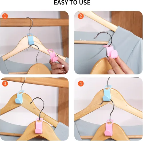 Vista 7 de SLMT 50 ganchos de conector para colgar que ahorran espacio, extensor organizador de armario para plástico, terciopelo, madera, alambre y perchas