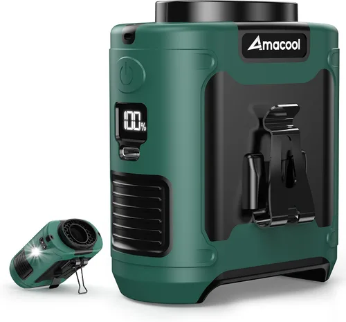 Vista 11 de AMACOOL Mini ventilador de cintura portátil con clip, 13,000 rpm, 4 velocidades, ventilador de cuello personal, hasta 24 horas de duración