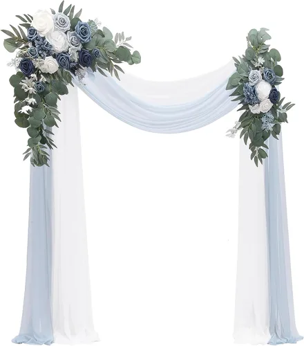 Vista 19 de Floroom Kit de Flores de Arco con Cortinas (Paquete de 4) - 2 piezas de Guirnalda Floral Artificial Rosa Rubor con 2 piezas de Tela Drapeada