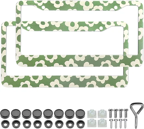 Vista 10 de Marcos para placa de matrícula con estampado de leopardo negro, paquete de 2 fundas de aluminio con estampado de animales negros, marcos