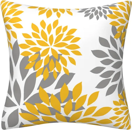 Vista 3 de Drmstow Juego de 4 fundas de almohada amarillas de 18 x 18 pulgadas, modernas, decorativas, geométricas, para exteriores, sofá, sala de estar