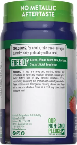 Vista 8 de Nature's Truth Gomitas de zinc para adultos 50 mg 60 unidades Suplemento extra fuerte vegano, sin OMG y sin gluten Sabor mixto de bayas