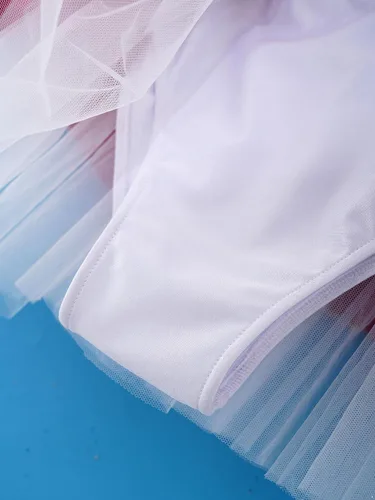 Vista 7 de Vestido de leotardo de ballet para niñas y niñas, con temática de cuento de hadas, fiesta de Ringmaster de malla, falda tutú de actuación