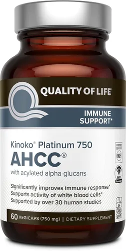 Vista 2 de Quality of Life Kinoko Platinum AHCC Apoyo inmunológico y liberación sostenida de resveratrol