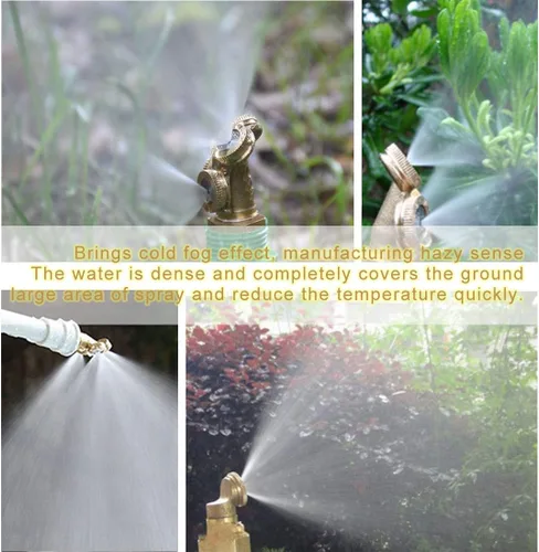 Vista 5 de beduan Rociador Mister Head 1/2" NPT Latón 4 Agujeros Manguera de Jardín Aspersores Riego Conexión de conexión con adaptador y filtro de malla