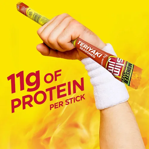Vista 6 de Slim Jim Monster Jerky Palitos de carne, Teriyaki sazonados, 1.94 onzas, 18