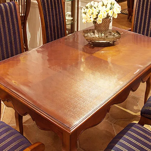 Vista 2 de Protector de mesa con borde biselado mate, 0.079 in, plástico transparente, protector de mantel, impermeable, para mesa de café, piso, muebles, 57