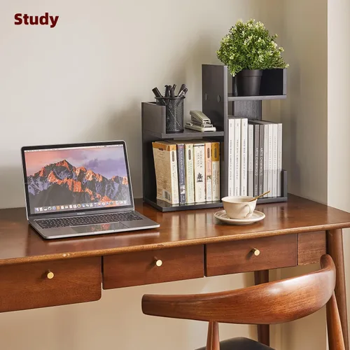 Vista 2 de Aibiju Organizador de libros para escritorio, bonita organización de escritorio, estantería de árbol, estantería única para guardería, extremos