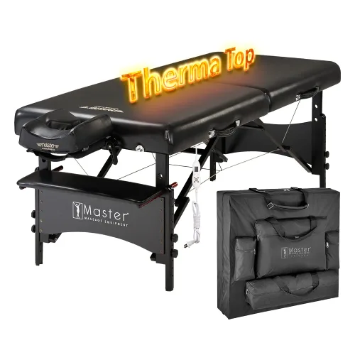 Vista 3 de Master Massage Galaxy Therma - Cama de pestañas superior de 30 pulgadas, 2 pliegues con funda de transporte, altura de mesa de spa ajustable