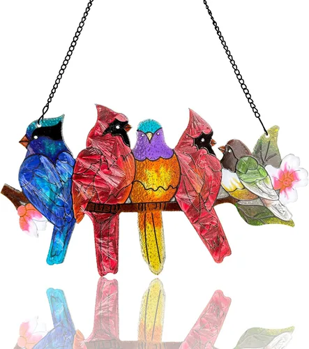 Vista 14 de DASTOLL Colgante de vidrio emplomado para ventana, diseño de lirio del valle, mariposa, atrapasol para puertas, hogar, atrapasoles decoración