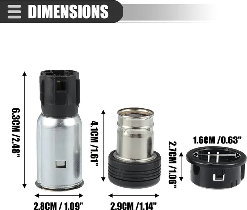Vista 5 de Motoforti Conjunto de encendedor de cigarrillos de coche, enchufe para encendedor de cigarrillos, para Ford E-150 2009-2012, plástico