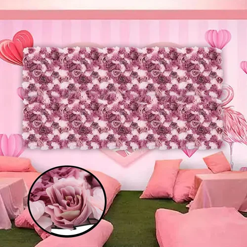 Vista 5 de OUKANING Paquete de 6 paneles de pared de rosas artificiales de seda para fiestas, bodas, flores, telón de fondo de pared para escenario del hogar
