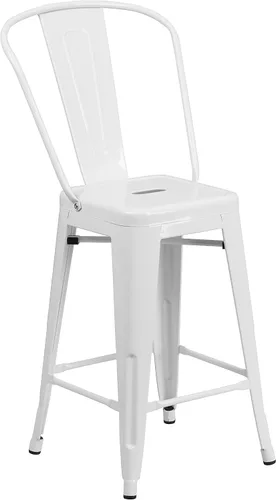 Vista 46 de Taburete de metal de interior y exterior de Flash Furniture, Metal, Plateado