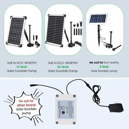Vista 4 de ECO-WORTHY Fuente solar bomba de agua batería de reserva 14.8V 2600mah para ECO-WORTHY 12Watt/25Watt Kit de bomba de fuente solar