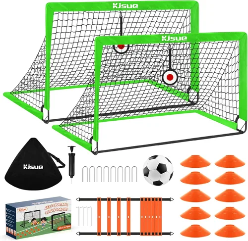 Vista 27 de Portería de fútbol, porterías de fútbol para niños para patio trasero, juego de 2, equipo de entrenamiento de red de fútbol de 4 x 3 pies, portería