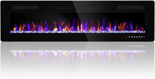 Vista 10 de Ludatido Chimenea eléctrica de 50 pulgadas montada en la pared/empotrada, inserto de chimenea eléctrica con 51000BTU para habitación de 410 pies
