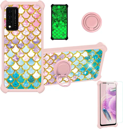 Vista 18 de jioeuinly Cricket Ovation 2 - Funda compatible con AT&T Maestro Max (2021) con protector de pantalla de vidrio templado, policarbonato duro +