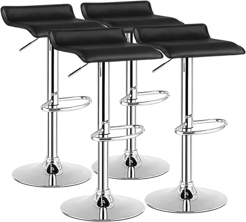 Vista 11 de NAFORT Juego de 2 taburetes de bar giratorios de altura ajustable sin espalda, de piel sintética y base cromada, sillas de bar modernas para Blanco
