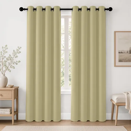 Vista 30 de Cortinas de oscurecimiento de habitación de 84 pulgadas de largo para dormitorio, sala de estar, cortinas térmicas aislantes con ojales