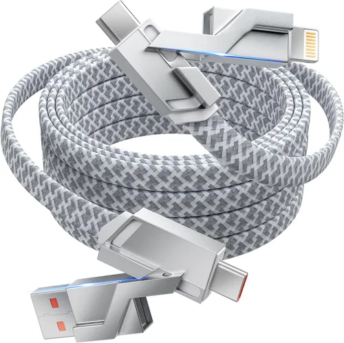 Vista 15 de Cable de Carga 4 en 1 de Carga Rápida de 65W, Cable USB C 4 en 1 Cable de Carga Múltiple USB con Chip E-Mark, Cable Cargador Múltiple para iPhone