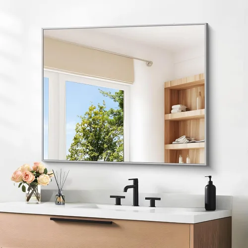 Vista 24 de DESBING 16"x20" Bathroom Mirror for Over Sink, Black Framed Wall Mirror Negro