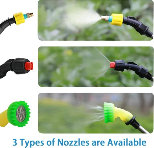 Vista 4 de Pulverizador eléctrico de jardín de 2 galones, pulverizador eléctrico con mango recargable por USB, 3 boquillas de niebla, varita retráctil