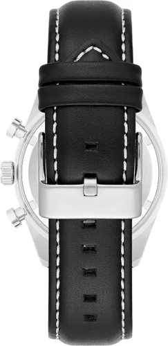 Vista 3 de Armitron Reloj analógico cronógrafo con correa de cuero para hombre, Negrotono plateado, Japonés