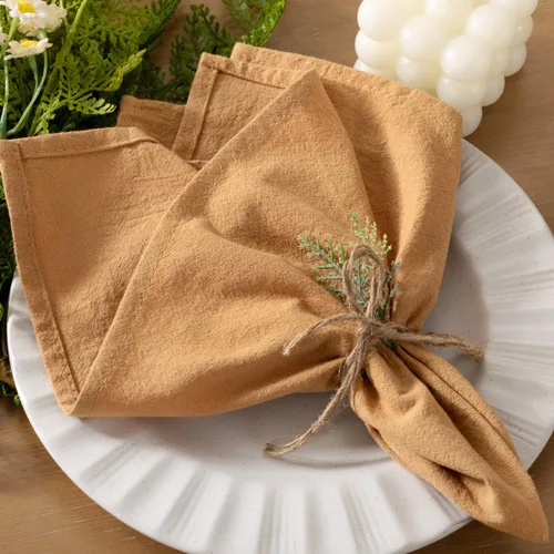 Vista 7 de Servilletas de tela de otoño, lavables, reutilizables, de lino, boda, fiesta, hogar, decoración de mesa Beige Set of 4 Bulk Cotton Napkins 17"x17