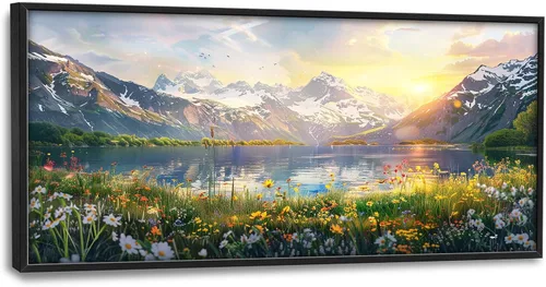 Vista 19 de Arte de pared grande de soldado para sala de estar, bandera patriótica de Estados Unidos, decoración en lienzo con marco militar, impresiones