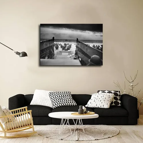 Vista 3 de Historical Battles - Póster retro en blanco y negro del día D, cuadro estético moderno, arte de pared, decoración de oficina en casa, pintura