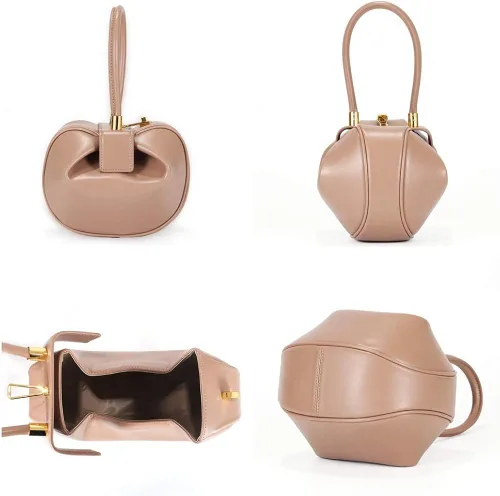 Vista 4 de Mn&Sue Bolso de mano de cuero genuino con asa superior para mujer, bolso de noche, fiesta, graduación, boda