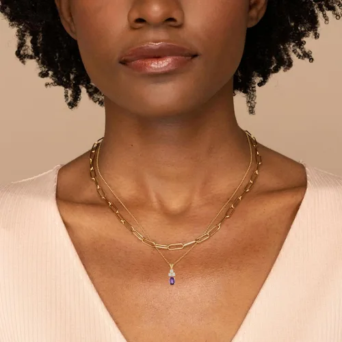 Vista 3 de Women's Necklace, Love Pendant with Birthstone Crystals, 18k Gold Plated, 18+2 inch Chain, Jewelry Gift for Wife, Mom, Sister - Birthday, Christmas