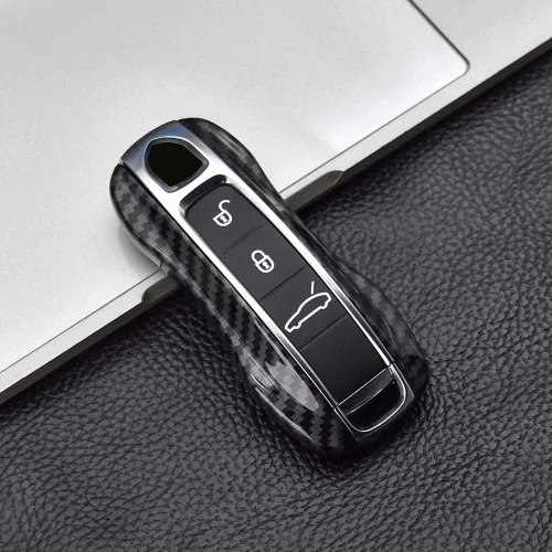 Vista 3 de SANRILY Funda de Reemplazo para Llavero de Fibra de Carbono Textura para Porsche Cayenne 911 Taycan Panamera 2020, Entrada sin Llave, Llavero Remoto