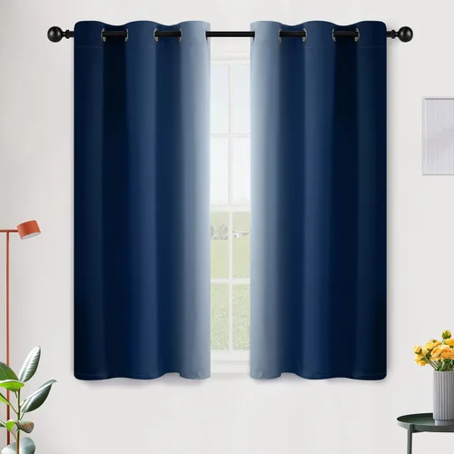 Vista 133 de SimpleHome Cortinas degradadas degradadas para oscurecer la habitación de 36 pulgadas de largo para dormitorio, con ojales y bloqueo de luz Negro
