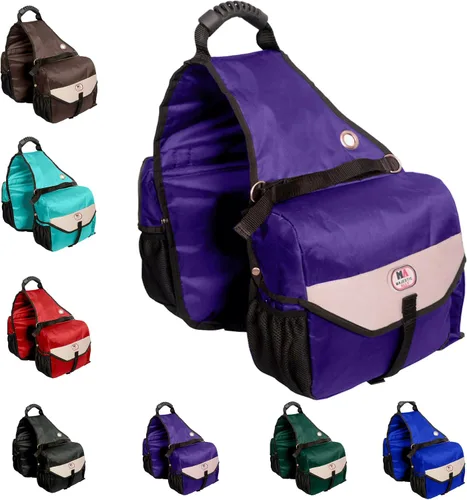 Vista 12 de Bolsa de sillín Majestic Ally para caballos - Bolsa de sillín acolchada, reflectante, impermeable y aislada de nylon con bolsillos y portabotellas