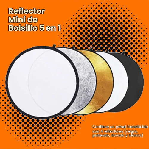 Vista 2 de PhotoTrust - Mini reflector de bolsillo 5 en 1, reflector súper portátil de 12 pulgadas/11.8 in, plegable, multidisco, reflector de luz