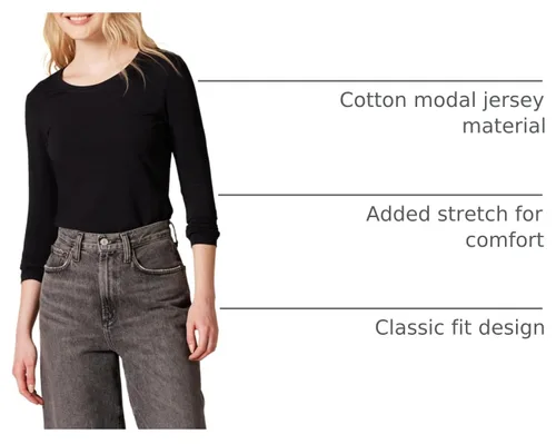 Vista 5 de Amazon Essentials Camiseta de manga larga y cuello redondo para mujer (disponible en tallas extragrandes)