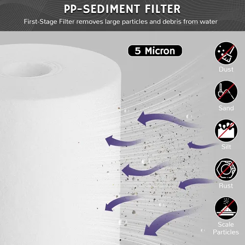 Vista 2 de Airthereal Filtro de agua de sedimentos PP para toda la casa de 10 x 4.5 pulgadas, cartucho de repuesto de filtro de agua de 10 pulgadas para agua