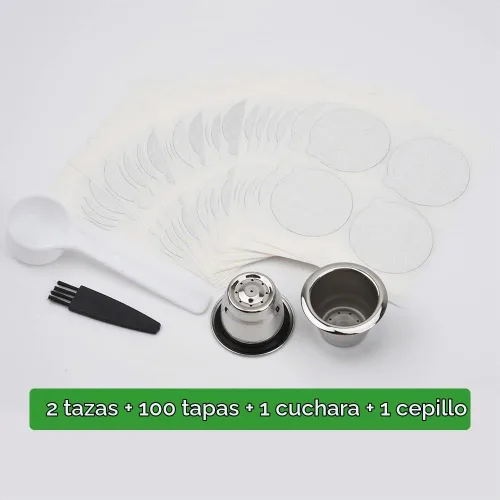 Vista 2 de Cápsulas de café reutilizables recargables de acero inoxidable, filtros compatibles con máquinas Nespresso Original Line con sellos de papel
