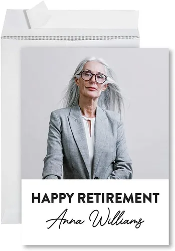 Vista 12 de Andaz Press Tarjeta de jubilación personalizada de 8.5 x 11 pulgadas con sobre, tarjeta de felicitación con foto personalizada, tarjeta