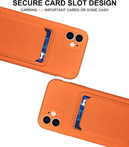 Vista 2 de Funda de silicona compatible con iPhone 11 de 6.1 pulgadas, funda protectora que absorbe los golpes con soporte para tarjetas, funda delgada suave